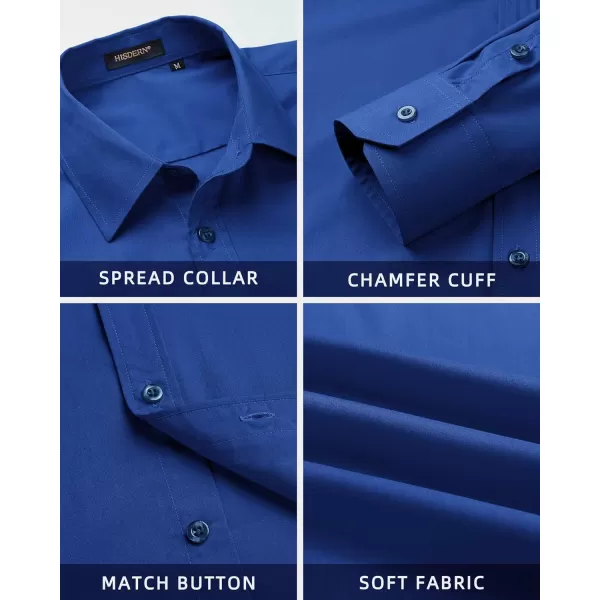 HISDERN Mens Dress Shirts Long Sleeve Button Down Shirts for Men Casual Solid Formal Business Regular Fit Shirt with Pocket