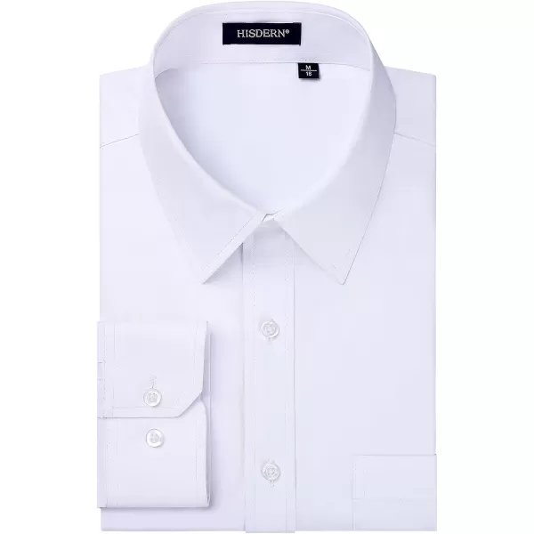 HISDERN Mens Dress Shirts Long Sleeve Button Down Shirts for Men Casual Solid Formal Business Regular Fit Shirt with Pocket