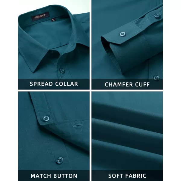 HISDERN Mens Dress Shirts Long Sleeve Button Down Shirts for Men Casual Solid Formal Business Regular Fit Shirt with Pocket