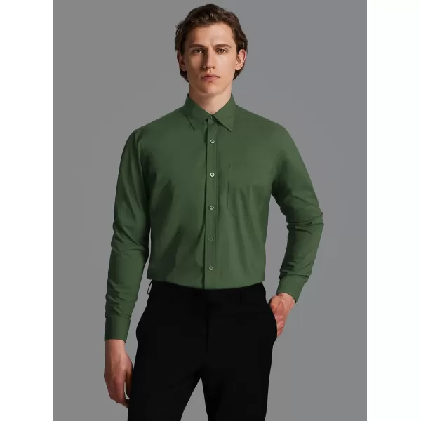 HISDERN Mens Dress Shirts Long Sleeve Button Down Shirts for Men Casual Solid Formal Business Regular Fit Shirt with Pocket
