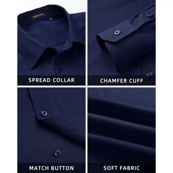 HISDERN Mens Dress Shirts Long Sleeve Button Down Shirts for Men Casual Solid Formal Business Regular Fit Shirt with Pocket