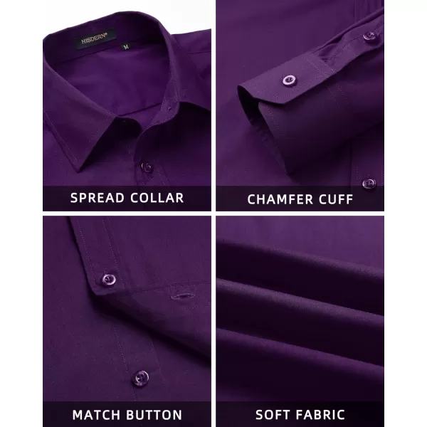 HISDERN Mens Dress Shirts Long Sleeve Button Down Shirts for Men Casual Solid Formal Business Regular Fit Shirt with Pocket