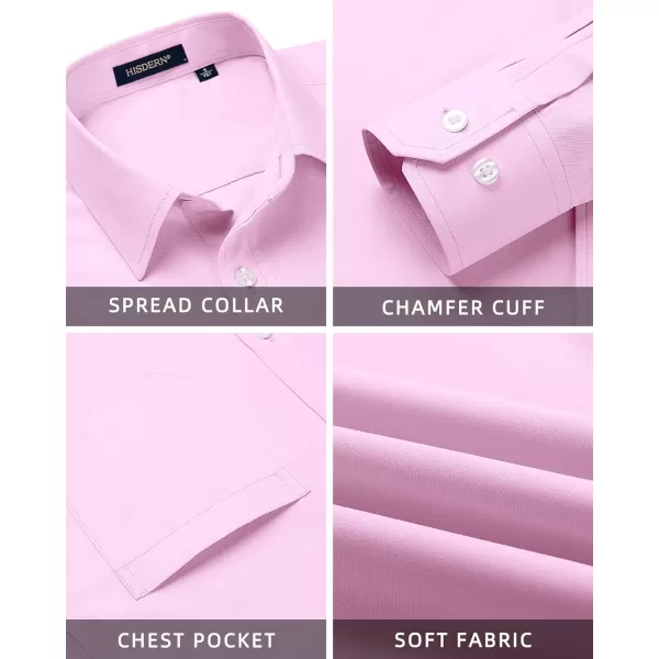 HISDERN Mens Dress Shirts Long Sleeve Button Down Shirts for Men Casual Solid Formal Business Regular Fit Shirt with Pocket