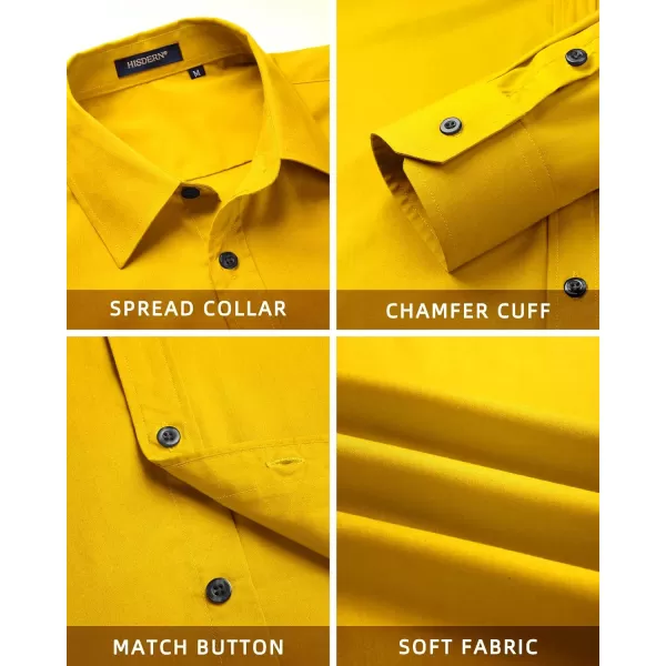 HISDERN Mens Dress Shirts Long Sleeve Button Down Shirts for Men Casual Solid Formal Business Regular Fit Shirt with Pocket