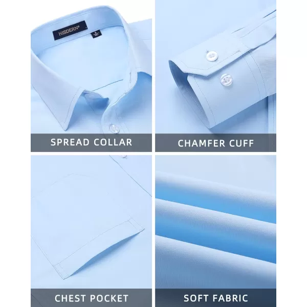 HISDERN Mens Dress Shirts Long Sleeve Button Down Shirts for Men Casual Solid Formal Business Regular Fit Shirt with Pocket