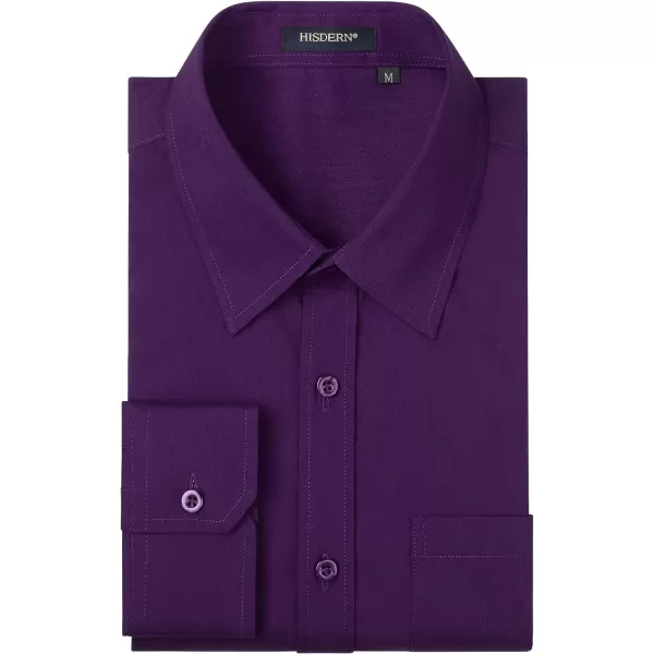 HISDERN Mens Dress Shirts Long Sleeve Button Down Shirts for Men Casual Solid Formal Business Regular Fit Shirt with Pocket
