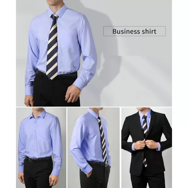 HISDERN Mens Dress Shirts Long Sleeve Button Down Shirts for Men Casual Solid Formal Business Regular Fit Shirt with Pocket