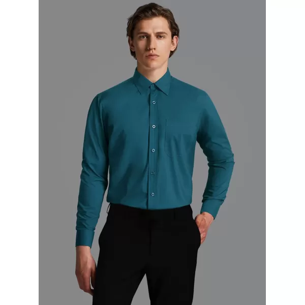 HISDERN Mens Dress Shirts Long Sleeve Button Down Shirts for Men Casual Solid Formal Business Regular Fit Shirt with Pocket
