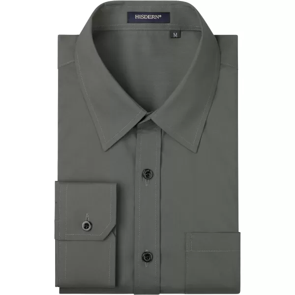HISDERN Mens Dress Shirts Long Sleeve Button Down Shirts for Men Casual Solid Formal Business Regular Fit Shirt with Pocket