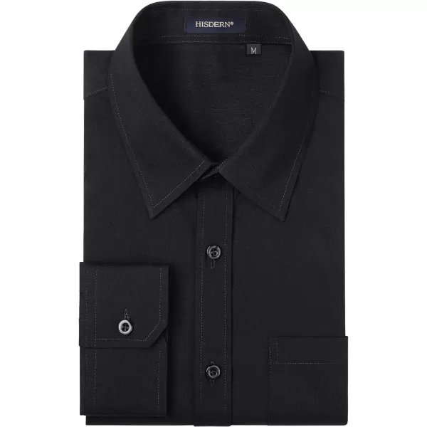 HISDERN Mens Dress Shirts Long Sleeve Button Down Shirts for Men Casual Solid Formal Business Regular Fit Shirt with Pocket