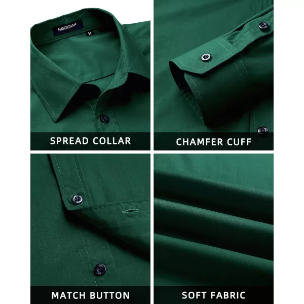 HISDERN Mens Dress Shirts Long Sleeve Button Down Shirts for Men Casual Solid Formal Business Regular Fit Shirt with Pocket