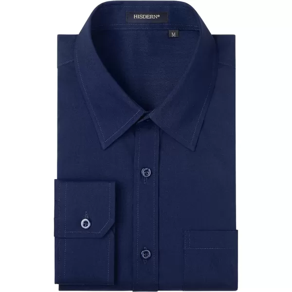HISDERN Mens Dress Shirts Long Sleeve Button Down Shirts for Men Casual Solid Formal Business Regular Fit Shirt with Pocket
