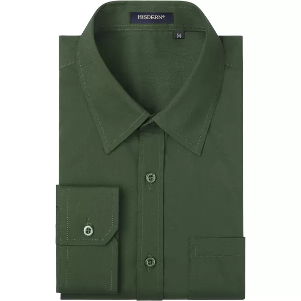 HISDERN Mens Dress Shirts Long Sleeve Button Down Shirts for Men Casual Solid Formal Business Regular Fit Shirt with Pocket