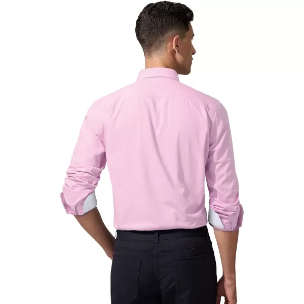 HISDERN Mens Dress Shirts Long Sleeve Solid Business Formal Shirt Regular Fit Casual Button Down Double Collar Contrast Shirt