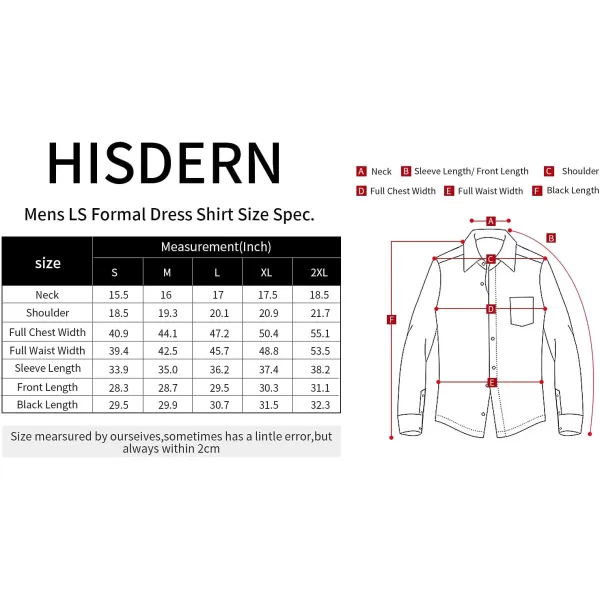 HISDERN Mens Dress Shirts Long Sleeve Solid Business Formal Shirt Regular Fit Casual Button Down Double Collar Contrast Shirt