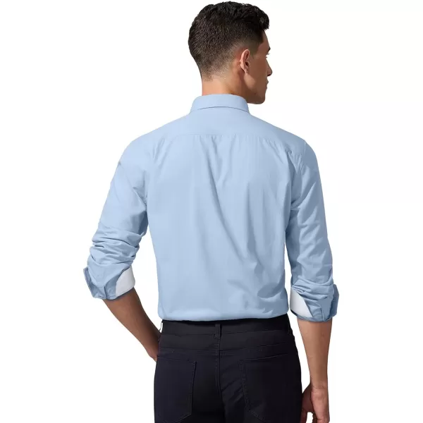 HISDERN Mens Dress Shirts Long Sleeve Solid Business Formal Shirt Regular Fit Casual Button Down Double Collar Contrast Shirt