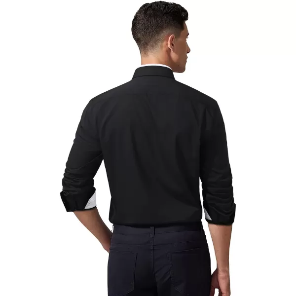 HISDERN Mens Dress Shirts Long Sleeve Solid Business Formal Shirt Regular Fit Casual Button Down Double Collar Contrast Shirt