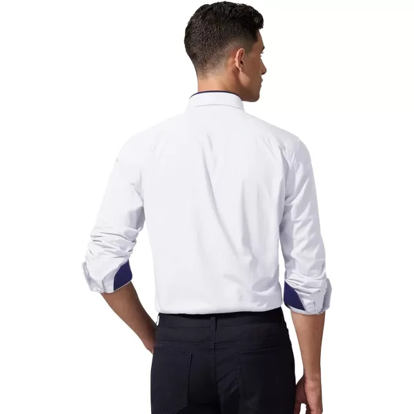 HISDERN Mens Dress Shirts Long Sleeve Solid Business Formal Shirt Regular Fit Casual Button Down Double Collar Contrast Shirt