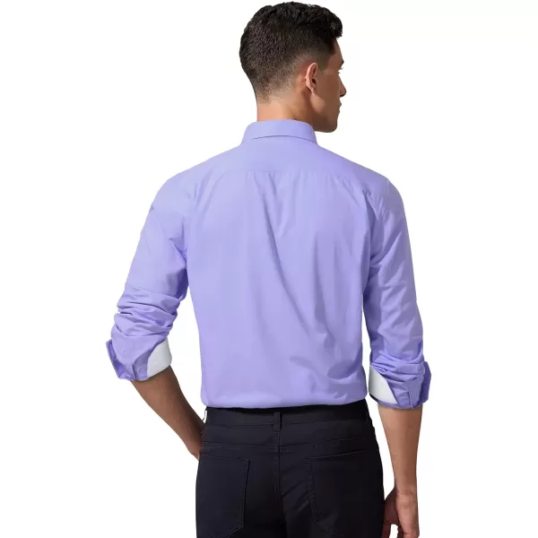 HISDERN Mens Dress Shirts Long Sleeve Solid Business Formal Shirt Regular Fit Casual Button Down Double Collar Contrast Shirt