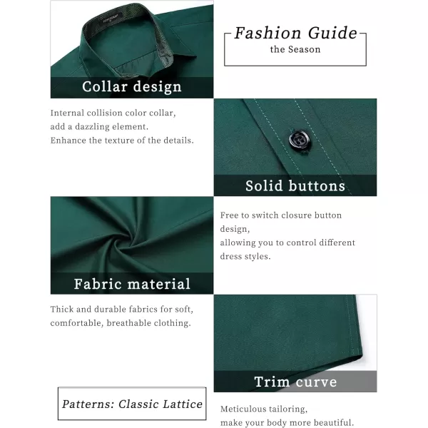 HISDERN Mens Dress Shirts Short Sleeve Regular Fit Casual Button Down Shirt Inner Contrast Business Formal Pocket Shirt