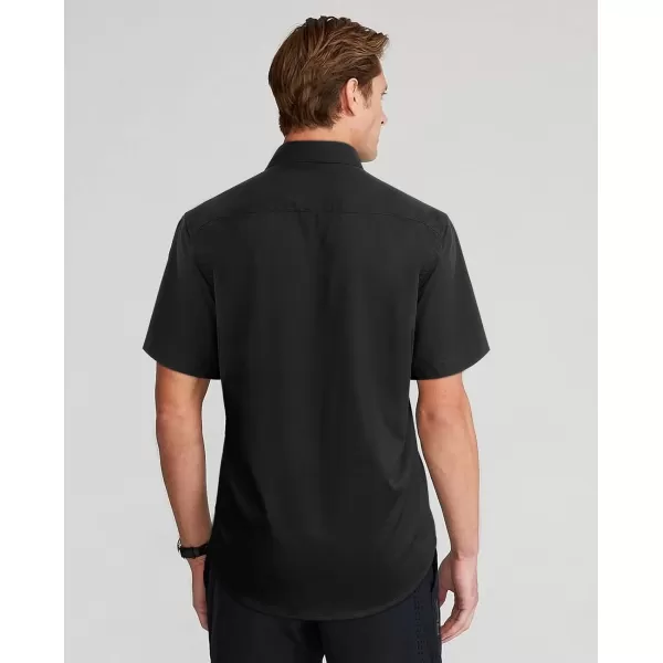 HISDERN Mens Dress Shirts Short Sleeve Regular Fit Casual Button Down Shirt Inner Contrast Business Formal Pocket Shirt