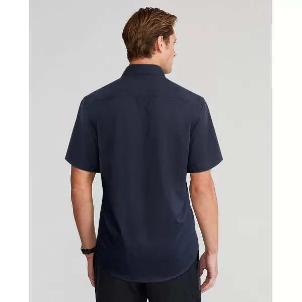 HISDERN Mens Dress Shirts Short Sleeve Regular Fit Casual Button Down Shirt Inner Contrast Business Formal Pocket Shirt