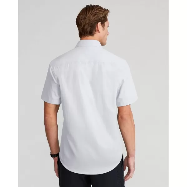 HISDERN Mens Dress Shirts Short Sleeve Regular Fit Casual Button Down Shirt Inner Contrast Business Formal Pocket Shirt