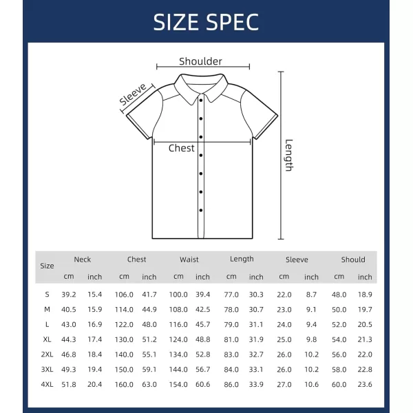 HISDERN Mens Dress Shirts Short Sleeve Regular Fit Casual Button Down Shirt Inner Contrast Business Formal Pocket Shirt