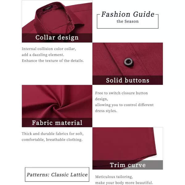 HISDERN Mens Dress Shirts Short Sleeve Regular Fit Casual Button Down Shirt Inner Contrast Business Formal Pocket Shirt