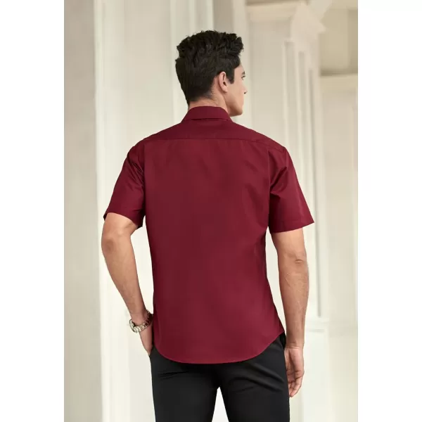 HISDERN Mens Dress Shirts Short Sleeve Regular Fit Casual Button Down Shirt Inner Contrast Business Formal Pocket Shirt