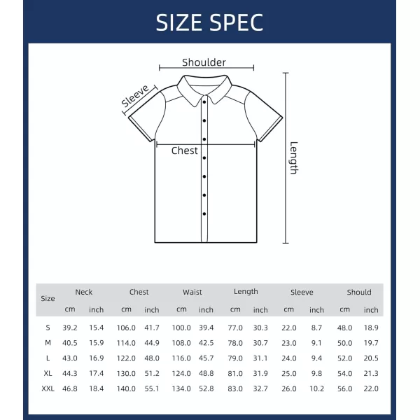 HISDERN Mens Dress Shirts Short Sleeve Regular Fit Casual Button Down Shirt Inner Contrast Business Formal Pocket Shirt