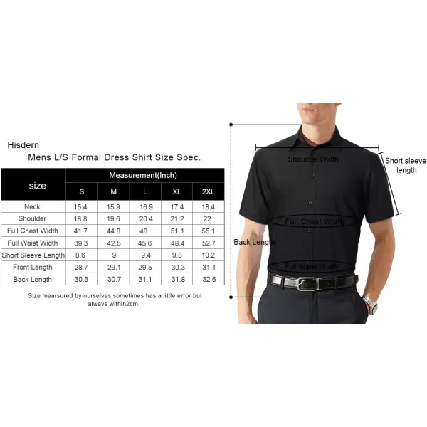 HISDERN Mens Dress Shirts Short Sleeve Regular Fit Casual Button Down Shirt Inner Contrast Business Formal Pocket Shirt