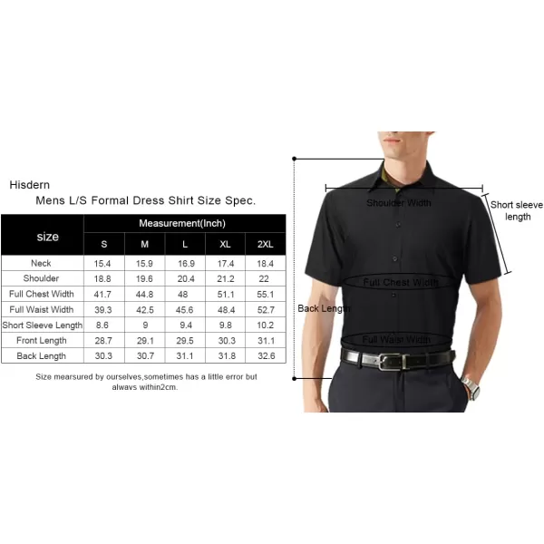HISDERN Mens Dress Shirts Short Sleeve Regular Fit Casual Button Down Shirt Inner Contrast Business Formal Pocket Shirt