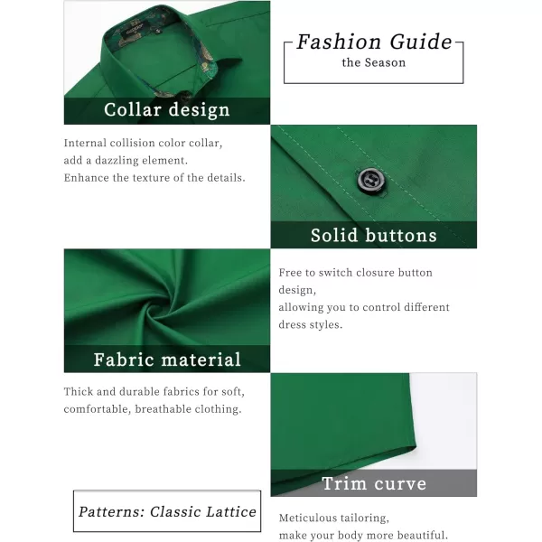 HISDERN Mens Dress Shirts Short Sleeve Regular Fit Casual Button Down Shirt Inner Contrast Business Formal Pocket Shirt
