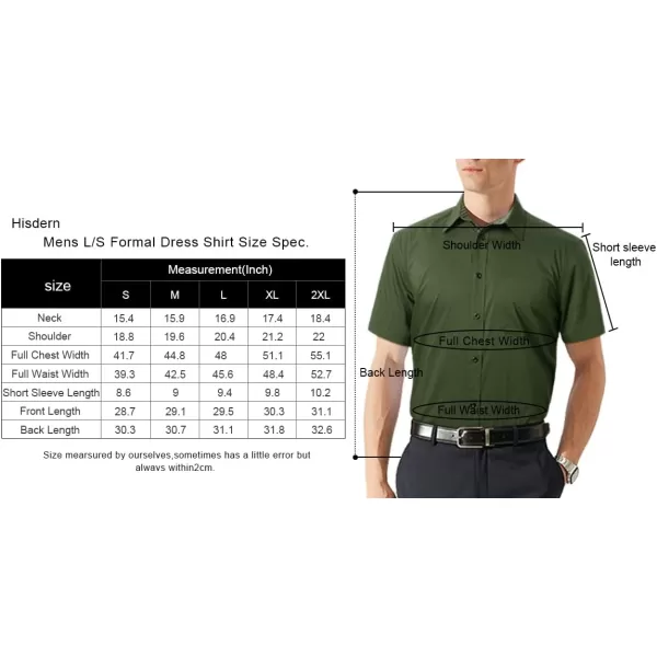 HISDERN Mens Dress Shirts Short Sleeve Regular Fit Casual Button Down Shirt Inner Contrast Business Formal Pocket Shirt