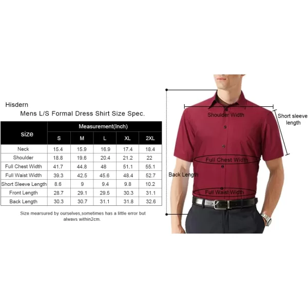HISDERN Mens Dress Shirts Short Sleeve Regular Fit Casual Button Down Shirt Inner Contrast Business Formal Pocket Shirt