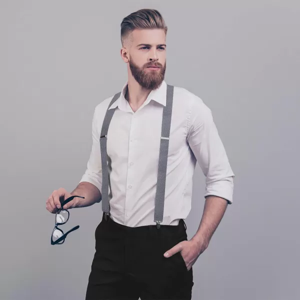 HISDERN Mens Elastic Suspenders and Bow tie Set Solid Color Adjustable X-Back Suspender for Wedding Formal Tuxedo Braces