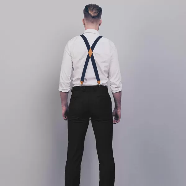 HISDERN Mens Elastic Suspenders and Bow tie Set Solid Color Adjustable X-Back Suspender for Wedding Formal Tuxedo Braces