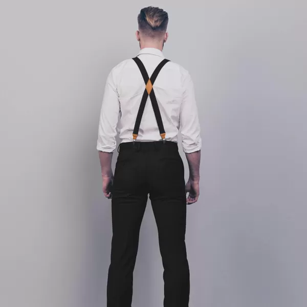 HISDERN Mens Elastic Suspenders and Bow tie Set Solid Color Adjustable X-Back Suspender for Wedding Formal Tuxedo Braces