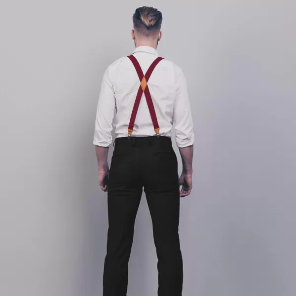 HISDERN Mens Elastic Suspenders and Bow tie Set Solid Color Adjustable X-Back Suspender for Wedding Formal Tuxedo Braces