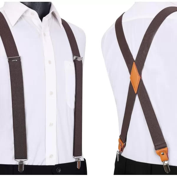 HISDERN Mens Elastic Suspenders and Bow tie Set Solid Color Adjustable X-Back Suspender for Wedding Formal Tuxedo Braces