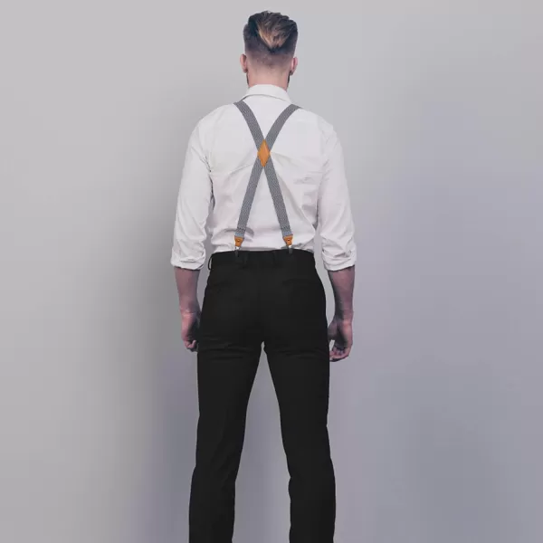 HISDERN Mens Elastic Suspenders and Bow tie Set Solid Color Adjustable X-Back Suspender for Wedding Formal Tuxedo Braces