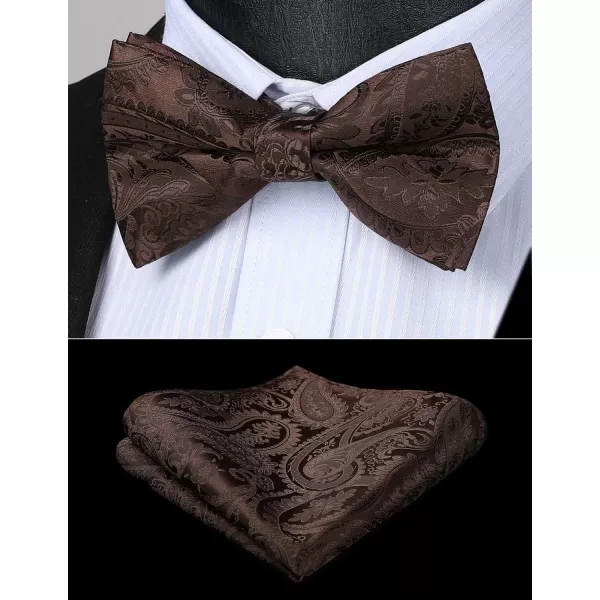 HISDERN Mens Elastic Suspenders and Bow tie Set Solid Color Adjustable X-Back Suspender for Wedding Formal Tuxedo Braces
