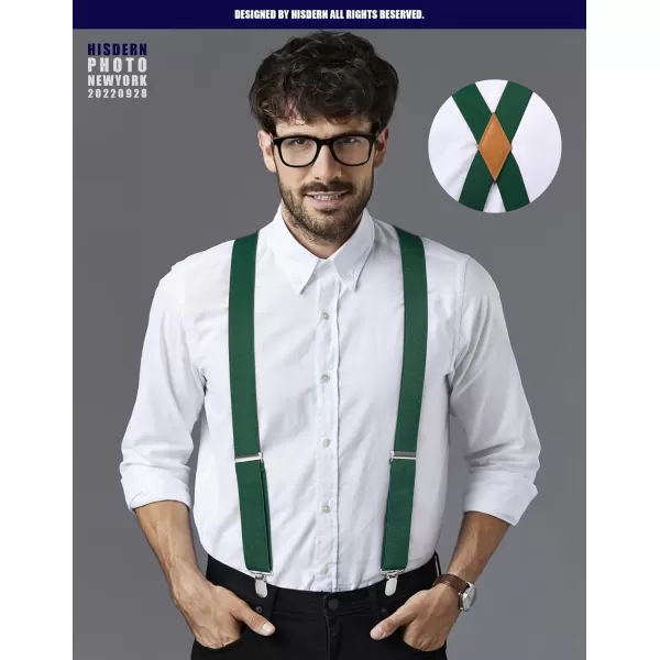 HISDERN Mens Elastic Suspenders and Bow tie Set Solid Color Adjustable X-Back Suspender for Wedding Formal Tuxedo Braces
