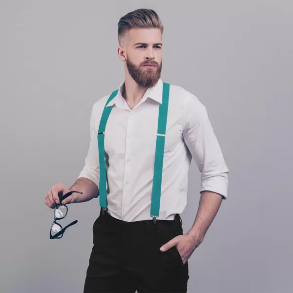 HISDERN Mens Elastic Suspenders and Bow tie Set Solid Color Adjustable X-Back Suspender for Wedding Formal Tuxedo Braces