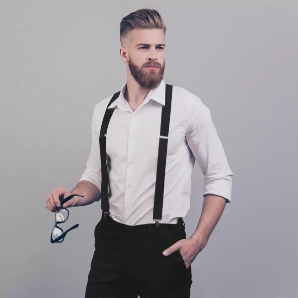 HISDERN Mens Elastic Suspenders and Bow tie Set Solid Color Adjustable X-Back Suspender for Wedding Formal Tuxedo Braces