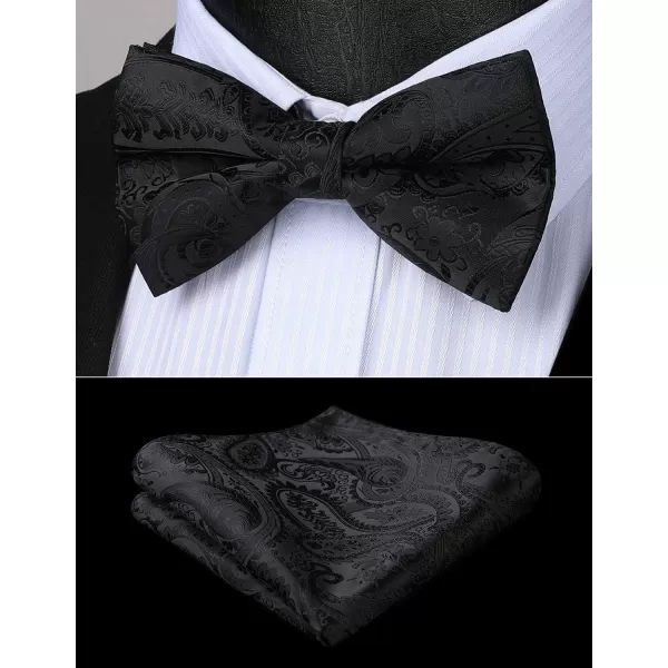 HISDERN Mens Elastic Suspenders and Bow tie Set Solid Color Adjustable X-Back Suspender for Wedding Formal Tuxedo Braces
