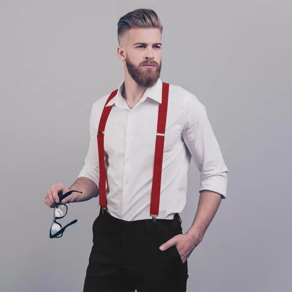 HISDERN Mens Elastic Suspenders and Bow tie Set Solid Color Adjustable X-Back Suspender for Wedding Formal Tuxedo Braces