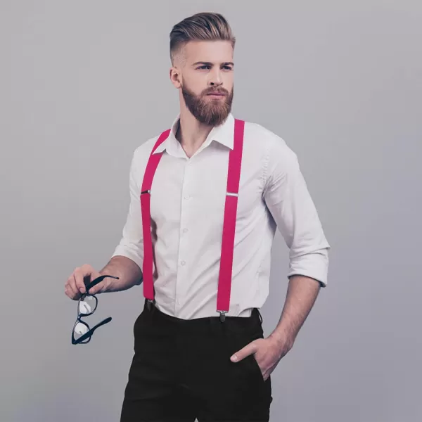 HISDERN Mens Elastic Suspenders and Bow tie Set Solid Color Adjustable X-Back Suspender for Wedding Formal Tuxedo Braces