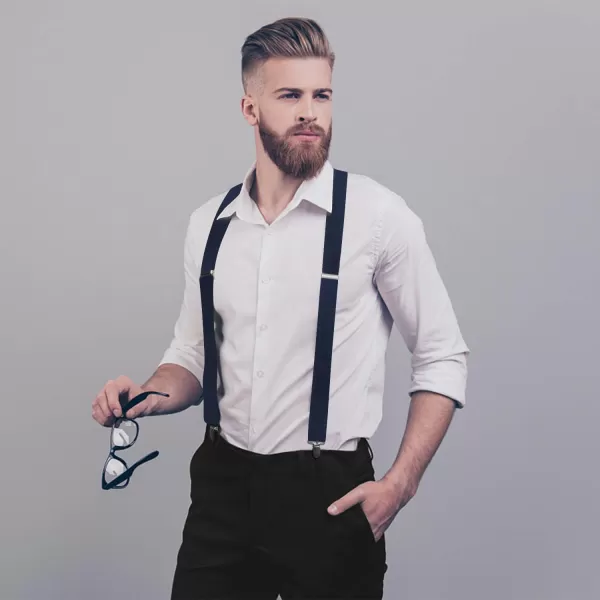 HISDERN Mens Elastic Suspenders and Bow tie Set Solid Color Adjustable X-Back Suspender for Wedding Formal Tuxedo Braces